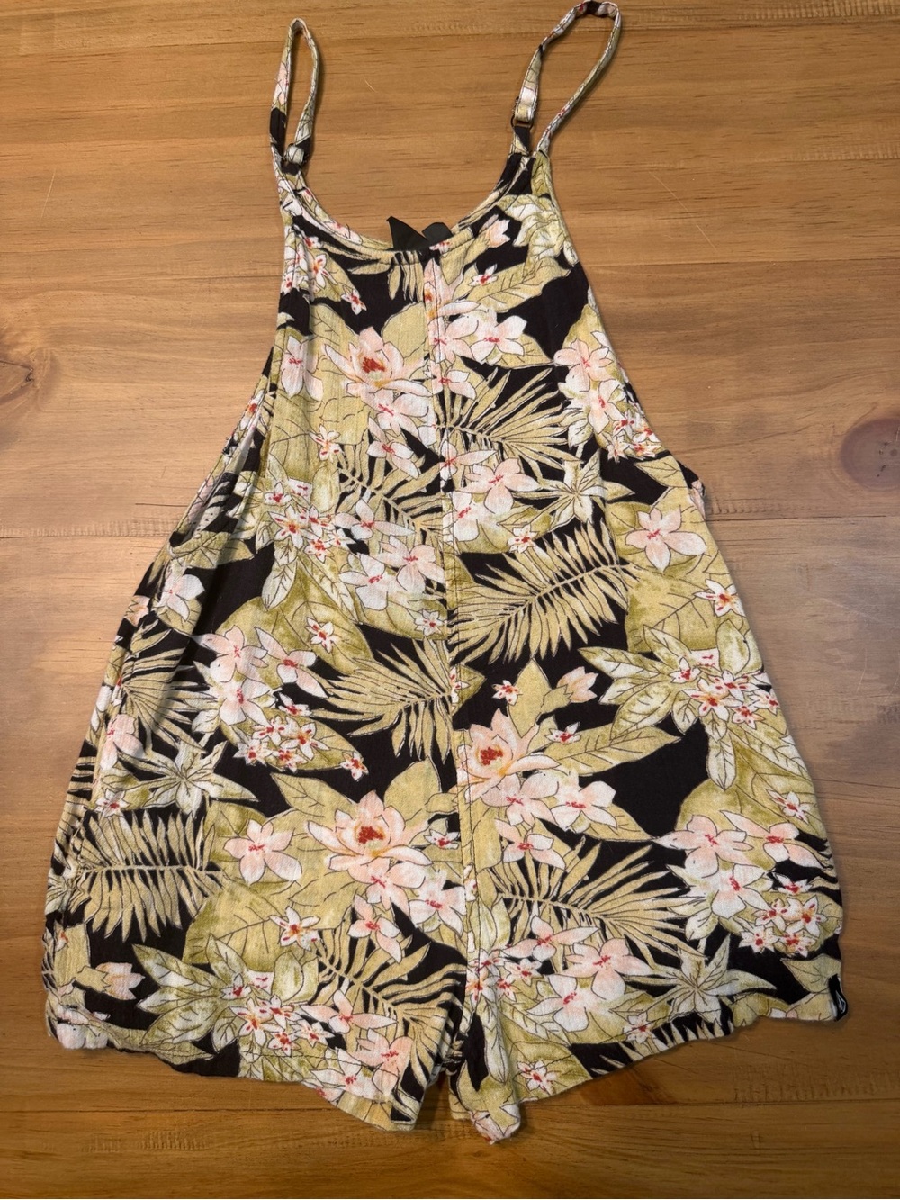 Volcom Black Floral Tropical Kids One-Piece Romper